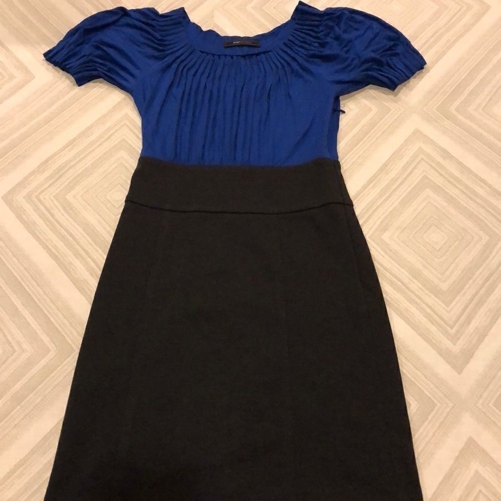 BCBG Royal Blue & Gray Two Tone Short-sleeve Dress - Size XS